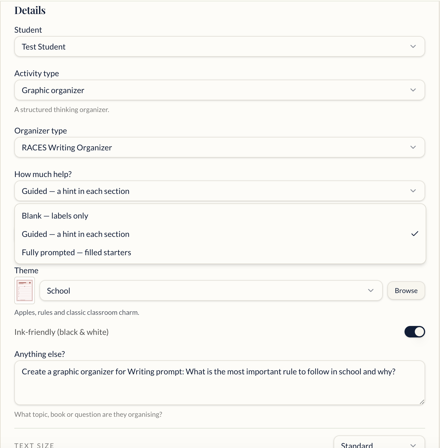 RACES Writing Organizer